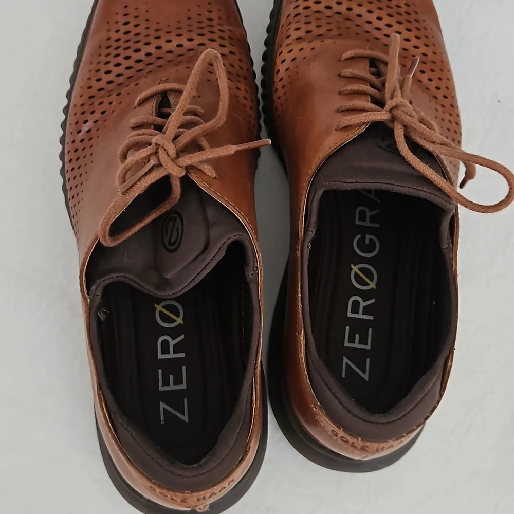 COLE HAAN Zerogrand Lazer British Tan Lace Up Wingtip Oxford Size 11.5